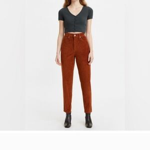 Levi's High Waisted Curduroy Mom Jeans In Rust Red Color Size 29